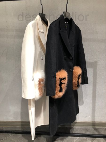 

women's jackets designer f family's same 2021 autumn and winter new fur 100% cashmere tweed coat female t4dz, Black;brown