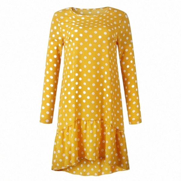 

casual dresses casual dresses spring summer street women fashion polka dot print long sleeve irregular ruffle hem mini loose dress party ves, Black;gray