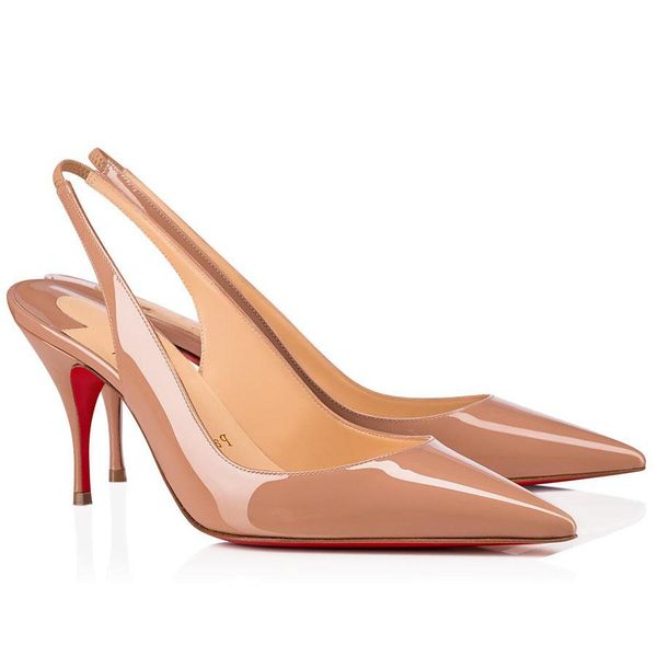 

luxury sandals women pumps pointed toe reds soles women's shoes double pump ankle strap high heels leather stiletto heel size 35-43, Black