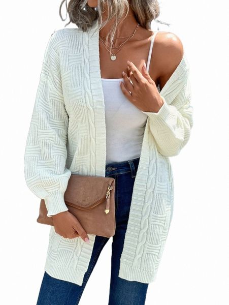 

women's sweaters cable knit drop shoulder duster cardigan k5j4#, White;black