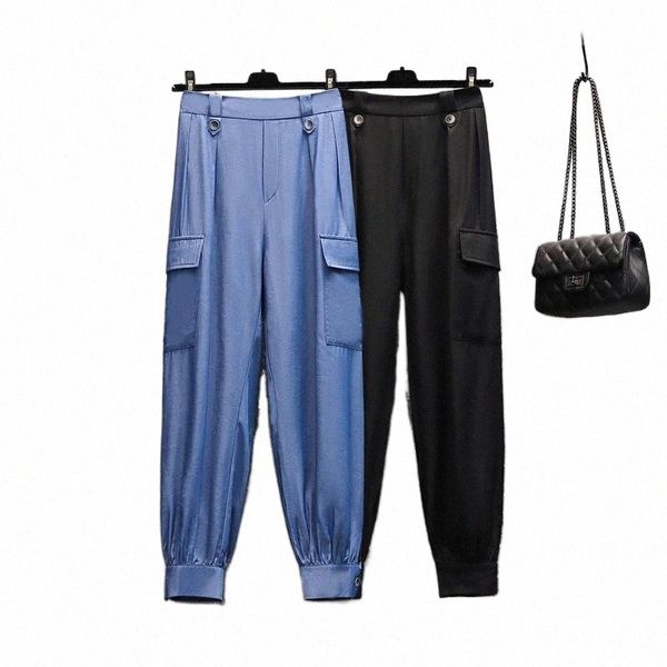 

women's pants & capris women's pants & capris summer harem hemline side pocket pant fashion high waist wide leg stretch plus size, Black;white