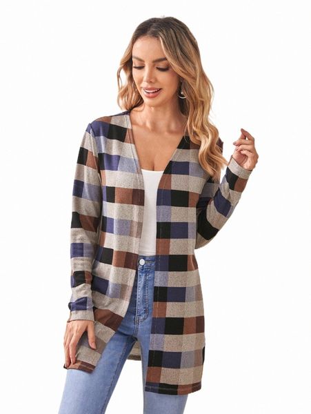 

women's down & parkas emery rose plaid open front coat 62si#, Black