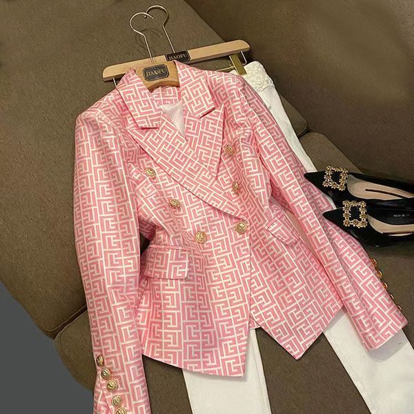 

m01 womens suits & blazers tide brand high-quality retro fashion designer presbyopic maze series suit jacket lion double-breasted slim plus, White;black