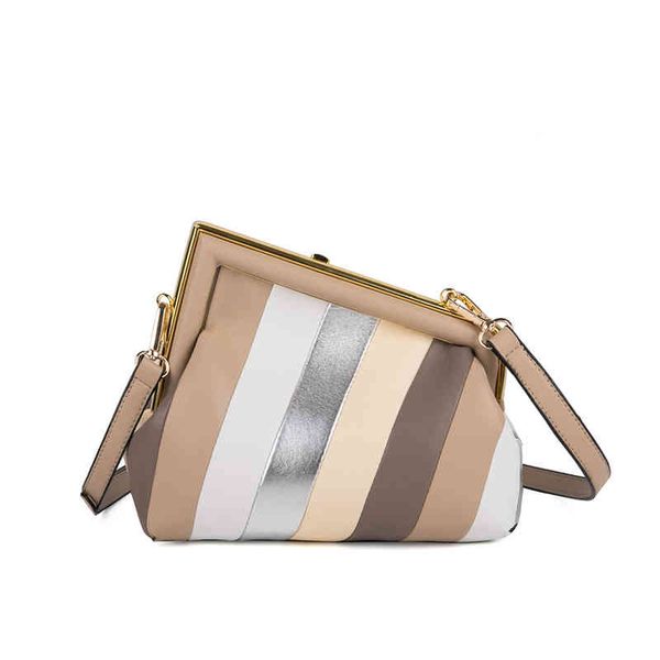 

evening bags spring summer meatl clucth clamp rainbow handbag with detachable long strap joiniting colorful shoulder bag cross body handbags