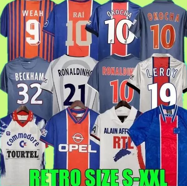 

okocha retro paris soccer jersey 93 94 95 96 adailton beckham 98 99 00 01 02 03 90 92 2013 2014 classic rai anelka ibrahimovic camisas de fu, Black;yellow