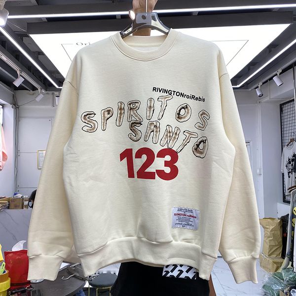 

autumn winter sweatshirts hoodie round neck men women printed fleece pullover real pics, Black