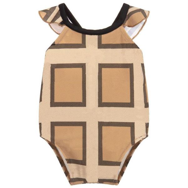 

kids one-piece swimsuit cute summer stripe thread head check pattern girl swimwear set fashion comfortable clothes children's biki256w