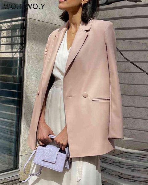 

women's down parkas wotwoy autumn winter oversized leather jackets women turn-down collar casual blazers female green pink basic outerw, Black