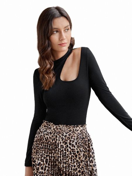 

women's t-shirt frenchy asymmetrical neck slim tee i39h#, White