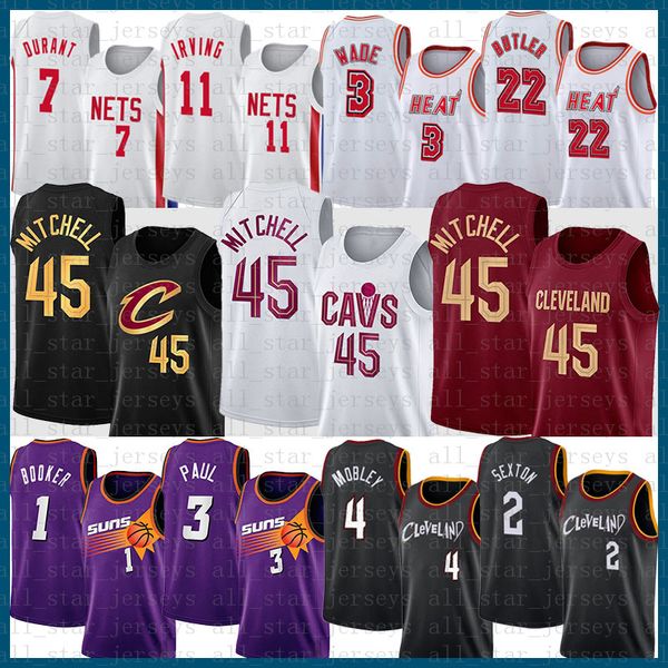 

clevelands cavalier basketball jersey 2 4 donovan mitchell 2022 mens 45 collin sexton evan mobley orange, Black;red