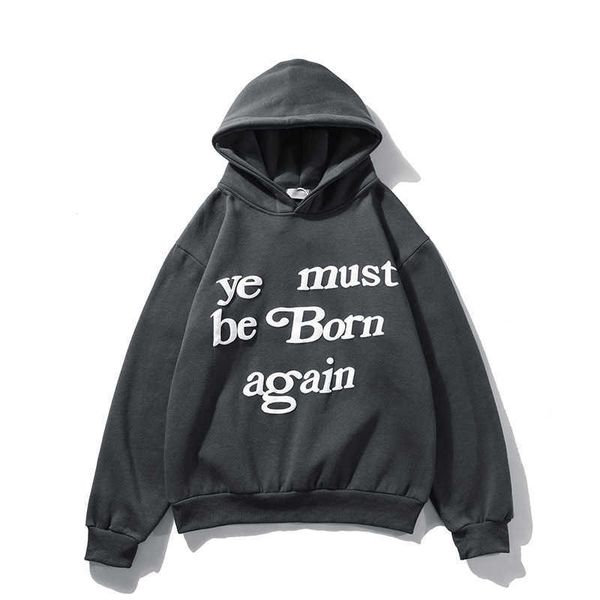 

designer classic wests luxury mens hoodie cpfm kanyes ye must be born again printed womens couple yzys vintage pullover sweater hooded, Black