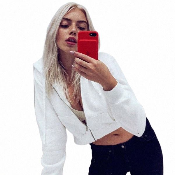 

women's hoodies & sweatshirts women's hoodies & sweatshirts zip-up autumn winter women pockets slim crop jacket female clothes dra, Black