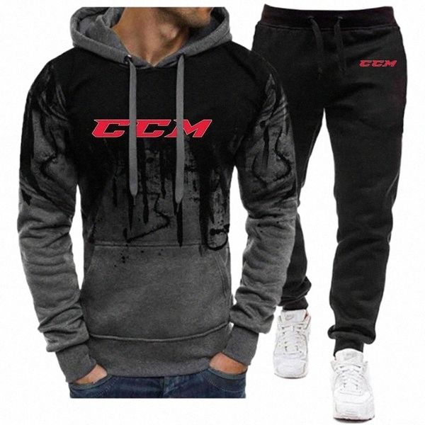 

men's tracksuits men's tracksuits ccm printing mens fashion set gradient hoodies casual sweatpant jacket sport hip hop coat trouse, Gray