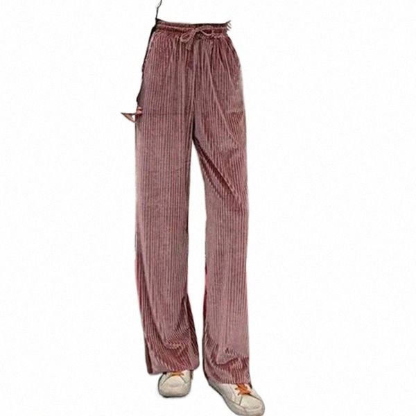 

women's pants & capris women's pants & capris cr autumn winter pleated long woman high waist drape casual loose gold velvet wide-l, Black;white