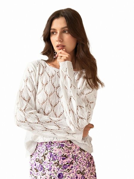 

women's sweaters frenchy boat neck open knit sweater p3ht#, White;black