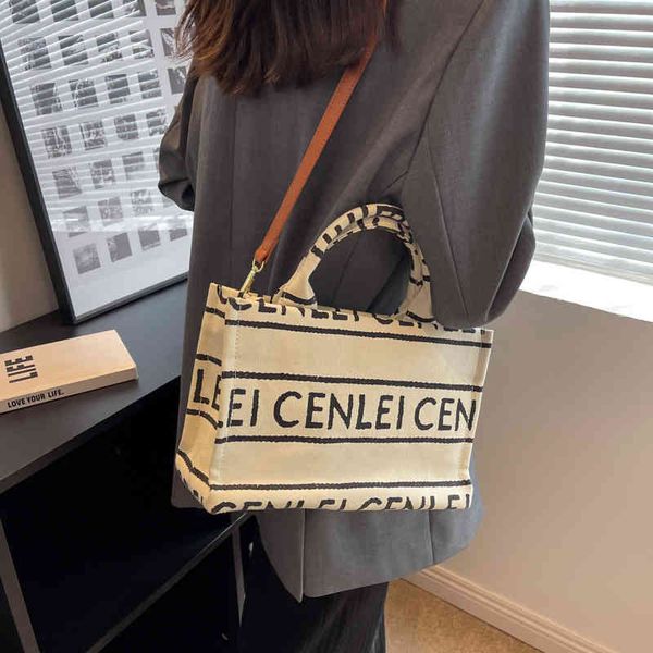 

messenger bags 2022 autumn new canvas portable tote bag printed letter messenger bag handbags