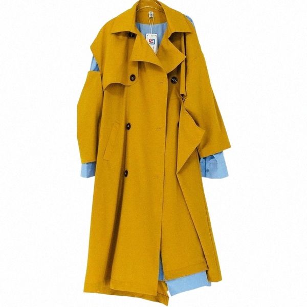 

women's trench coats women's trench coats fakuntnbandage longwomen coat asymmetry windbreaker double breasted color overcoat autum, Tan;black