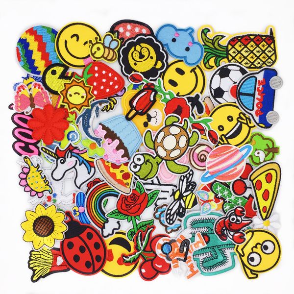 

notions 60pcs assorted size cartoon embroidered iron on patches diy accessories cute sewing applique for jacket hats backpacks, Black