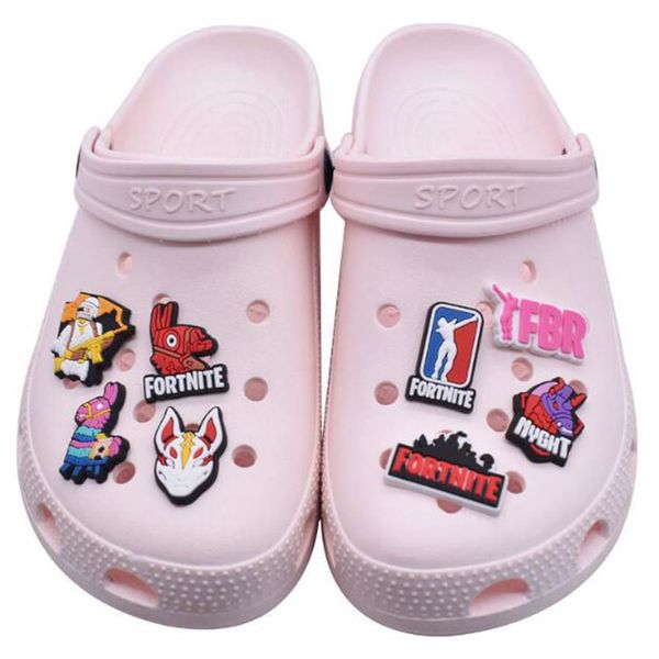 

new style cartoon croc charms pvc shoecharms buckle fashion accessories diy decoration for bracelet wristband, White;pink