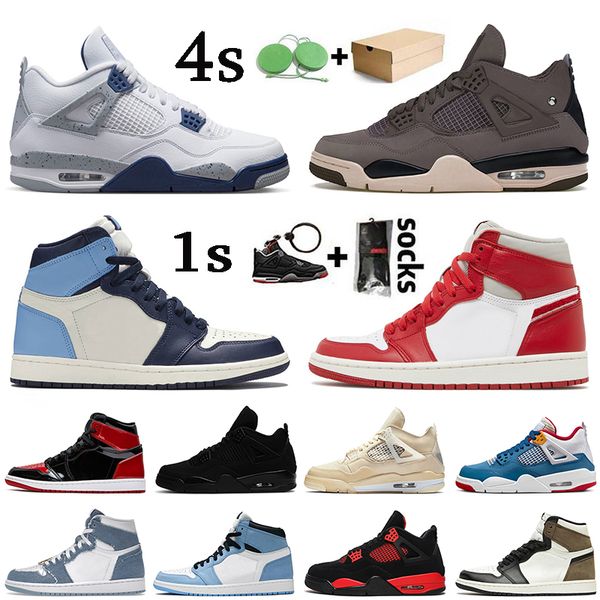 

1s high basketball shoes 2022 fashion jumpman 1 4 women mens trainers 4s midnight navy a ma maniere messy room patent bred university blue