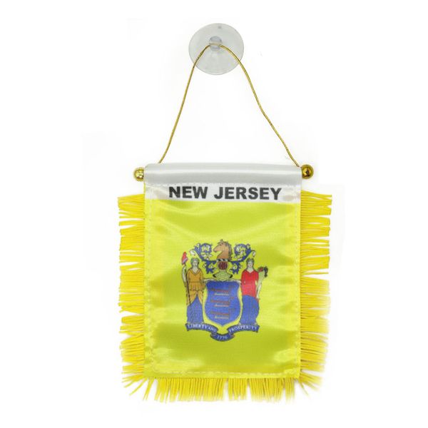 

new jersey mini flag banner 10x15 cm premium polyester pennant with suction cup for home office door decor