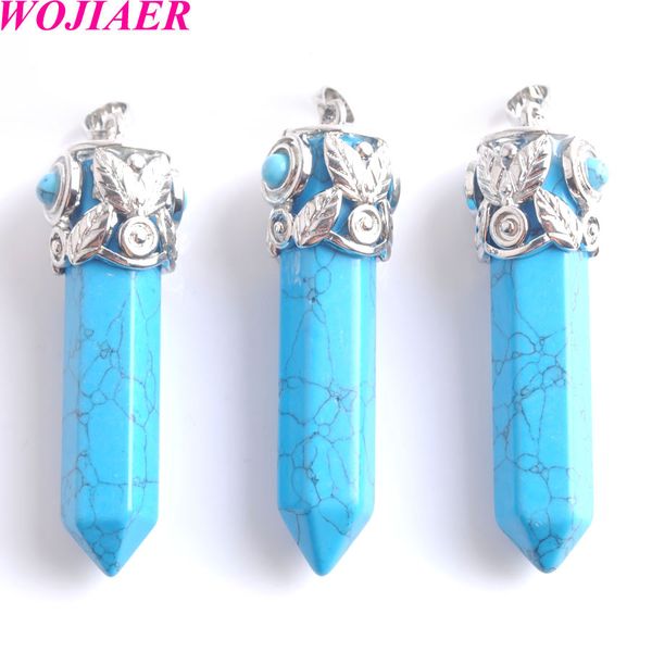 

popular hexagon column necklace natural stone romantic crystal pendant necklace for women charm jewelry bw900, Silver