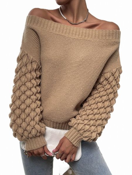 

women's sweaters solid off shoulder lantern sleeve sweater 544z#, White;black