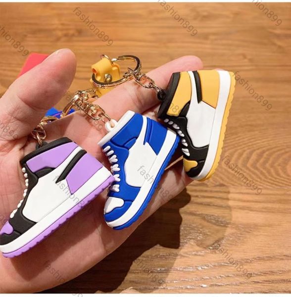 

designer keychains 3d mini silicone sneaker keychain men women child key ring gift handbag chain basketball shoes keychain, Silver