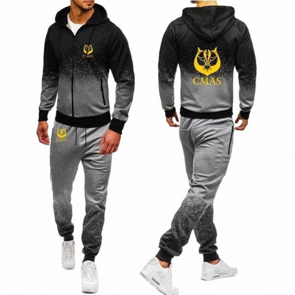 

men's tracksuits men's tracksuits scuba diving cmas 2022 men's spring and autumn fashionable printing zipper jackets hoodies, Gray