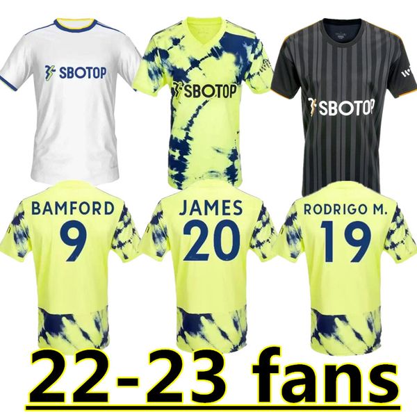 

22 23 bamford soccer jerseys adams aaronson leeds unitedes harrison home away 2022 2023 llorente luis sinisterra football shirt uniforms kid, Black;yellow