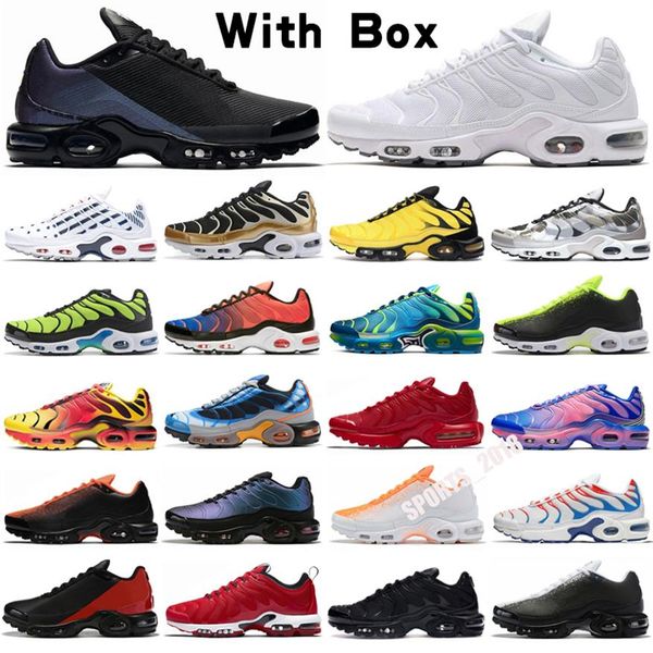 

tn plus mens run shoes triple black white pastel hyper blue sunset volt green women rainbow pink trainer sports sneaker outdoor fashion299o, Black;brown