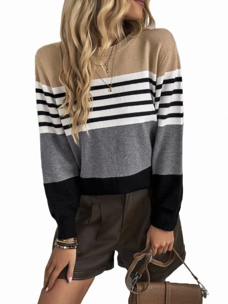 

women's sweaters striped pattern colorblock sweater 11ac#, White;black