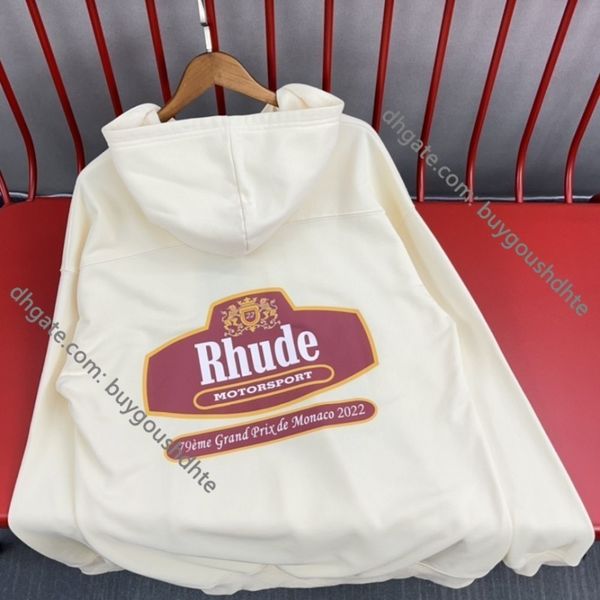 

2022fw print rhude hoodie men women hoodie sweatshirts vintage rhude pullover hip-hop hooded.re11, Black