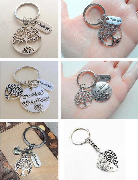 

tree bird flower charms keychains leaf pendant bag keyring women nature, Silver