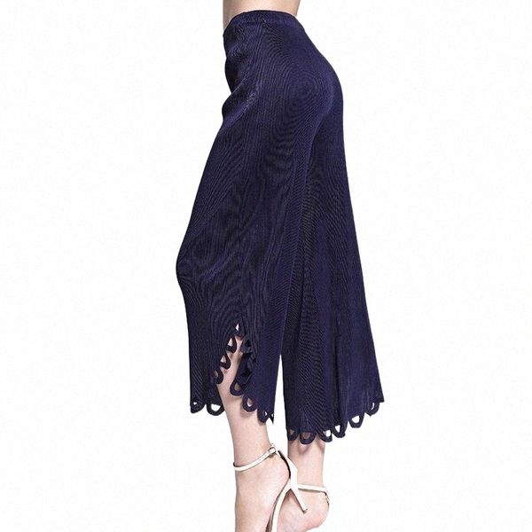 

women's pants & capris pleated straight wide leg pants irregular hem burnt-out women's casual & capris y82b#, Black;white