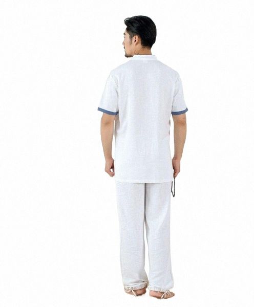 

men's tracksuits men's tracksuits summer cotton&linen men yoga uniforms taiji clothing male meditation lay suits tea service cloth, Gray