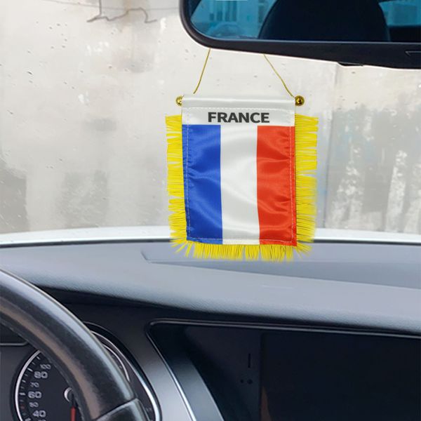 

france mini flag banner 10x15 cm premium polyester pennant with suction cup for home office door decor