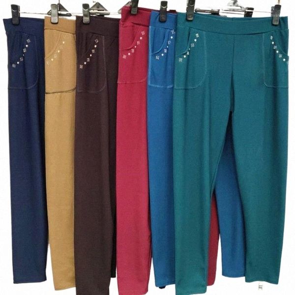 

women's pants & capris women's trousers 2021 spring autumn high waist elastic force casual pants solid color pencil female mother, Black;white