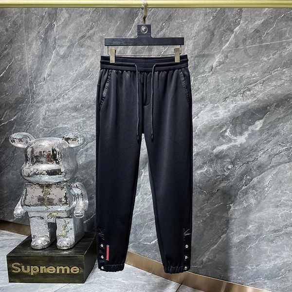 

men's pants designer chao brand leggings new autumn winter 2022 red label rubber strip triangular men's sports leisure pants fp1x, Black