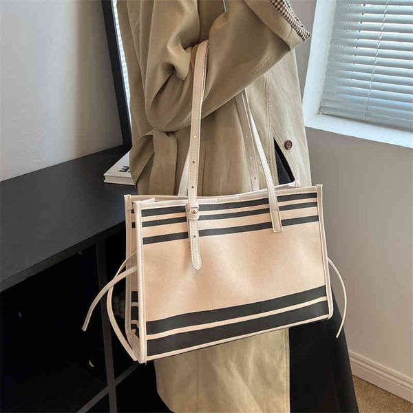 

messenger bags bag new women's 2022 tote bag large capacity design canvas stripe sling shoulder underarm handbags