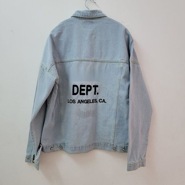 

22ss gd mens jacket dept letter embroidered denim jackets men women high street loose jeans autumn cardigan coat, Black;brown