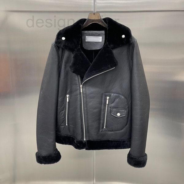 

women's jackets designer family d's 2021 winter new leather wool fur integrated temperament luxurious long sleeve lapel zipper jac, Black;brown
