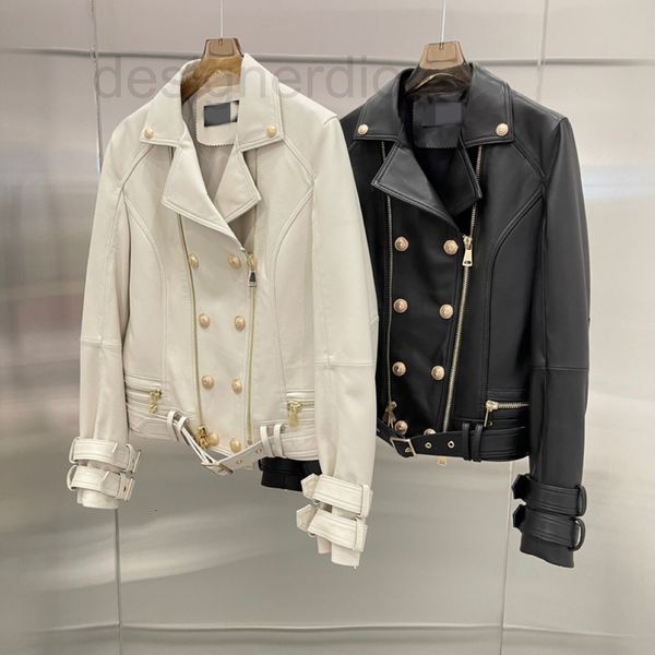 

women's leather & faux designer sheep skin leather clothes women's locomotive style handsome jacket new spring and autumn 2021 jnw, Black
