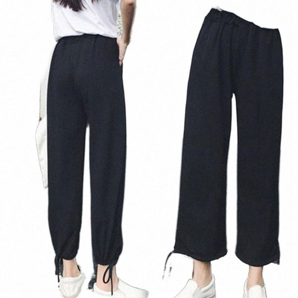 

women's pants & capris arrival women casual wide leg pants korean style loose sports high waist trousers knickerbockers women's &, Black;white