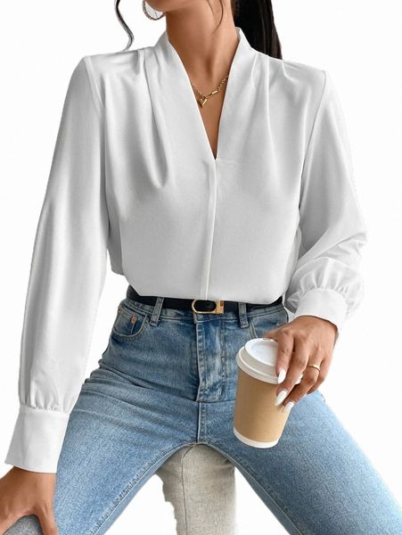

women's blouses & shirts fold pleated lantern sleeve blouse n3fw#, White