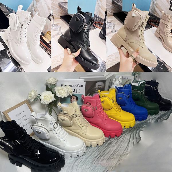 

double pocket tactical platform boots men and women genuine leather platform latest bag tank boot casual shoes size 35-46, Black