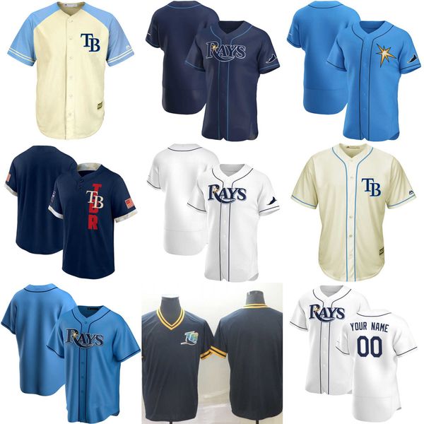 

2022 baseball jerseys custom jersey''tampa''bay''rays''mens women youth 39 kevin kiermaier 4 blake s, Blue;black