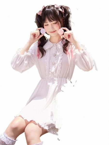 

casual dresses romwe kawaii solid frill trim shirt dress w2a5#, Black;gray
