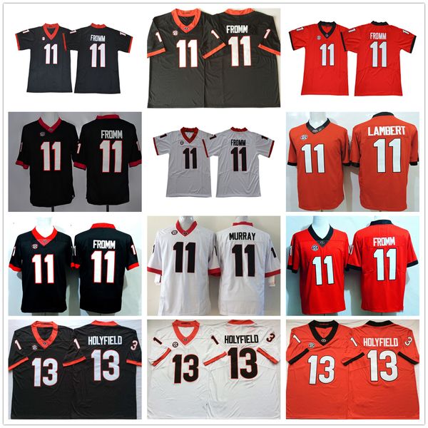 

ncaa georgia bulldog football jersey 11 greyson lambert jake fromm 13 elijah holyfield stitched jersey, Black