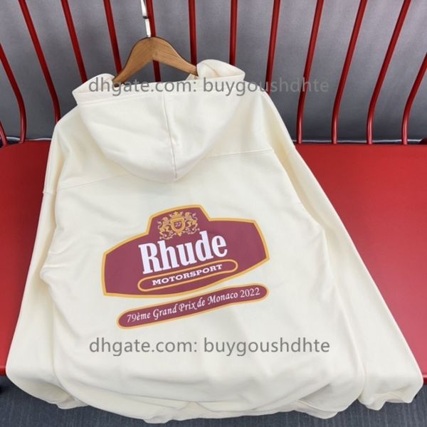 

2022fw print rhude hoodie men women hoodie sweatshirts vintage rhude pullover hip-hop hooded., Black